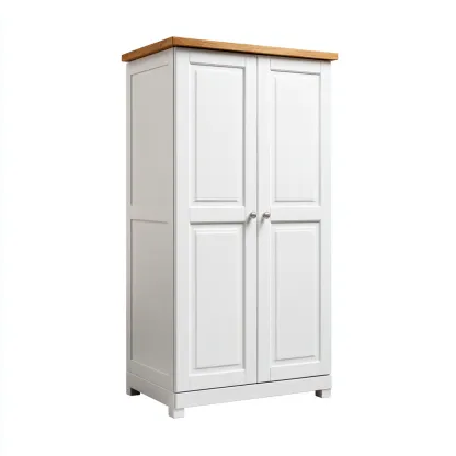 Armadietti Da Cucina In Legno 80X40X180 Cm - Bianco-Rovere - Con Ante A Battente - Stile Classico - Per Cucina-Reststa