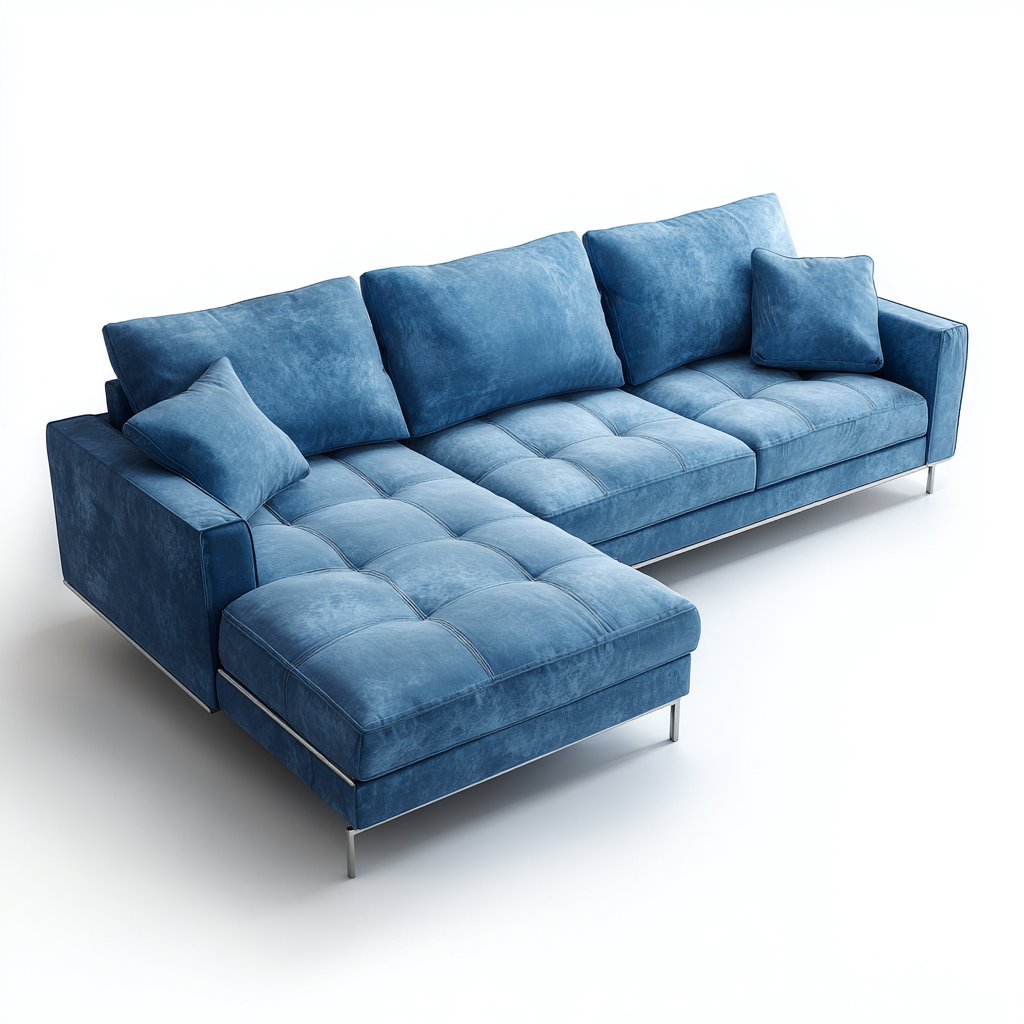 Divano Angolare Tessuto 300X185X88 Cm - Blu - Adeguato Per Soggiorno - Design Moderno-Reststa