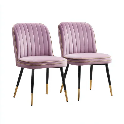 Sedia Da Pranzo In Velluto 50X55X88 Cm - Rosa Malva - Design Elegante Per Sala Da Pranzo-Reststa