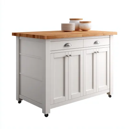 Isola Da Cucina Legno 120X55X90 Cm - Bianco-Naturale - Adatta Per Cucina - Design Funzionale-Reststa