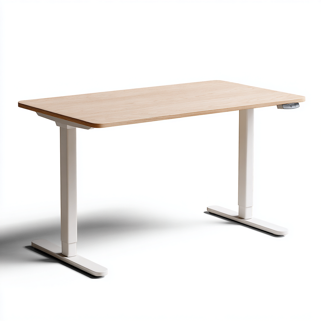 Scrivania In Metallo E Legno 120x60x75 Cm Colore Rovere Chiaro - Tavolo Da Lavoro Fisso Per Ufficio-Reststa