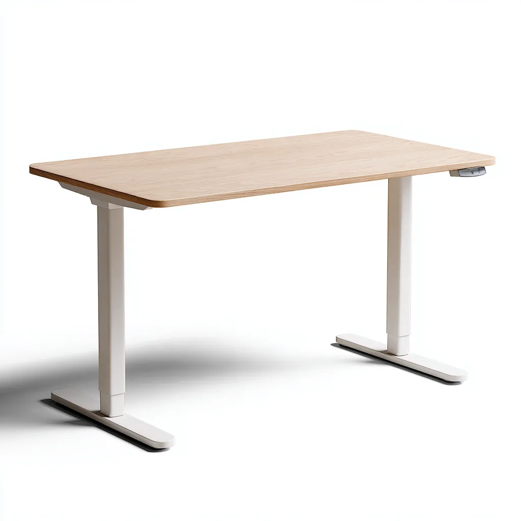 Scrivania In Metallo E Legno 120x60x75 Cm Colore Rovere Chiaro - Tavolo Da Lavoro Fisso Per Ufficio-Reststa