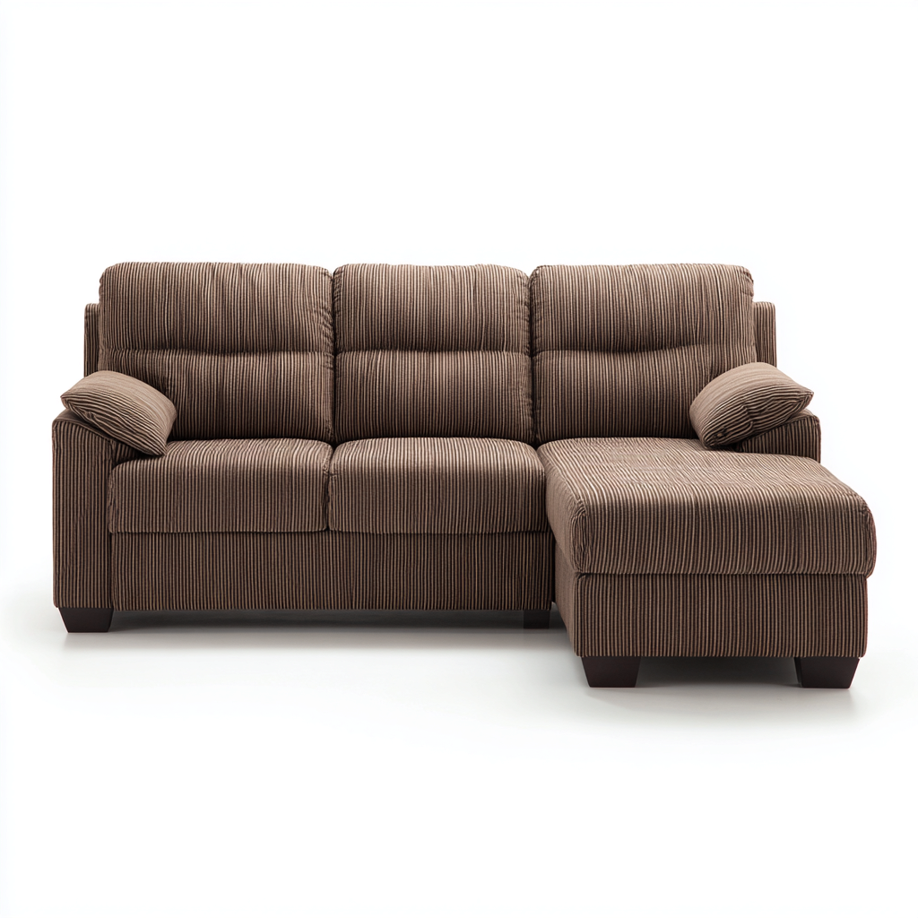 Divano Angolare Tessuto A Coste 260X160X90 Cm - Marrone - Adeguato Per Soggiorno - Design Moderno-Reststa