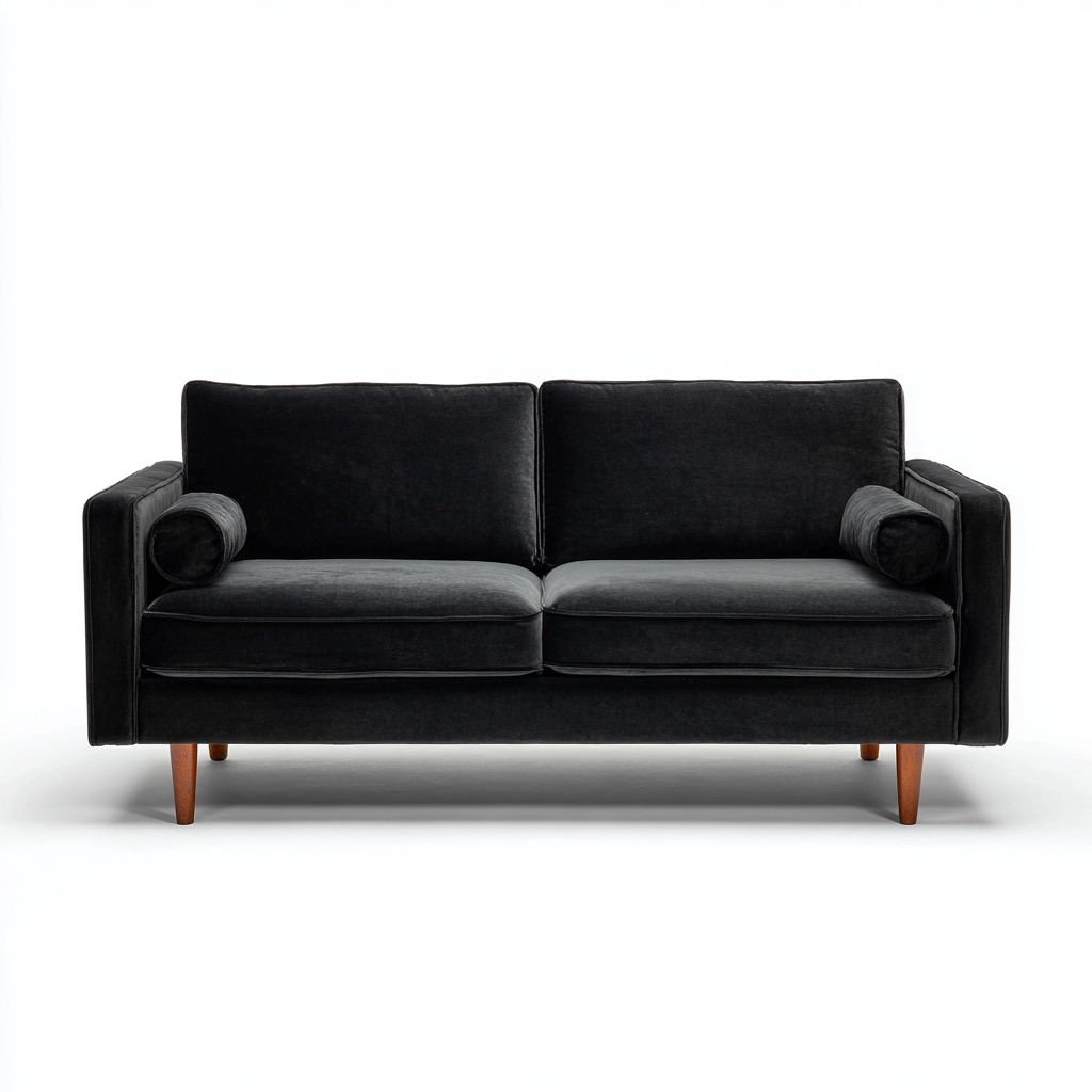 Divano A Due Posti Velluto 172x83x80 Cm - Nero - Adatto Per Soggiorno - Design Moderno-Reststa