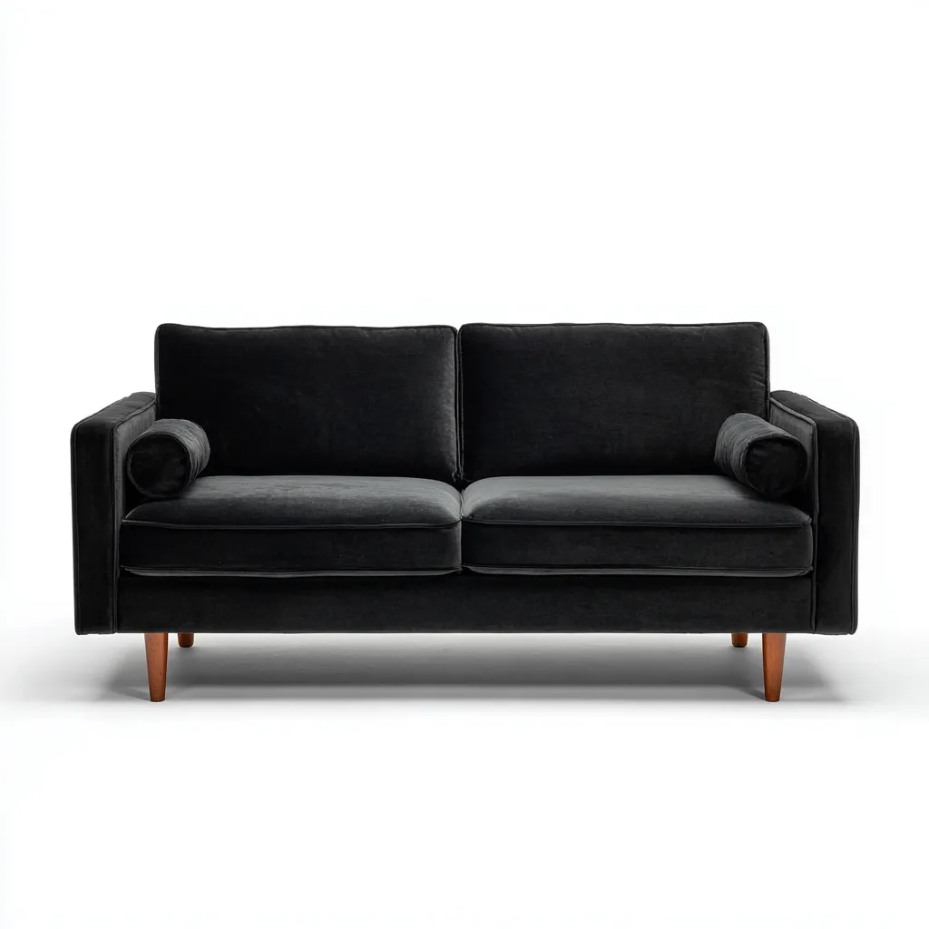 Divano A Due Posti Velluto 172x83x80 Cm - Nero - Adatto Per Soggiorno - Design Moderno-Reststa