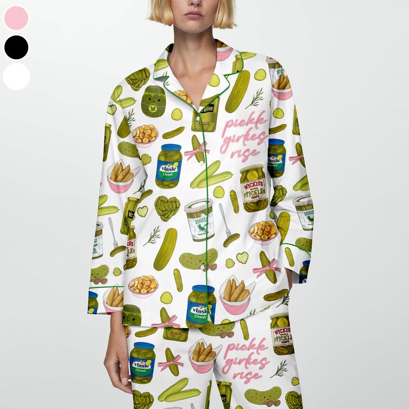 Pickles Print Satin Pajama Set