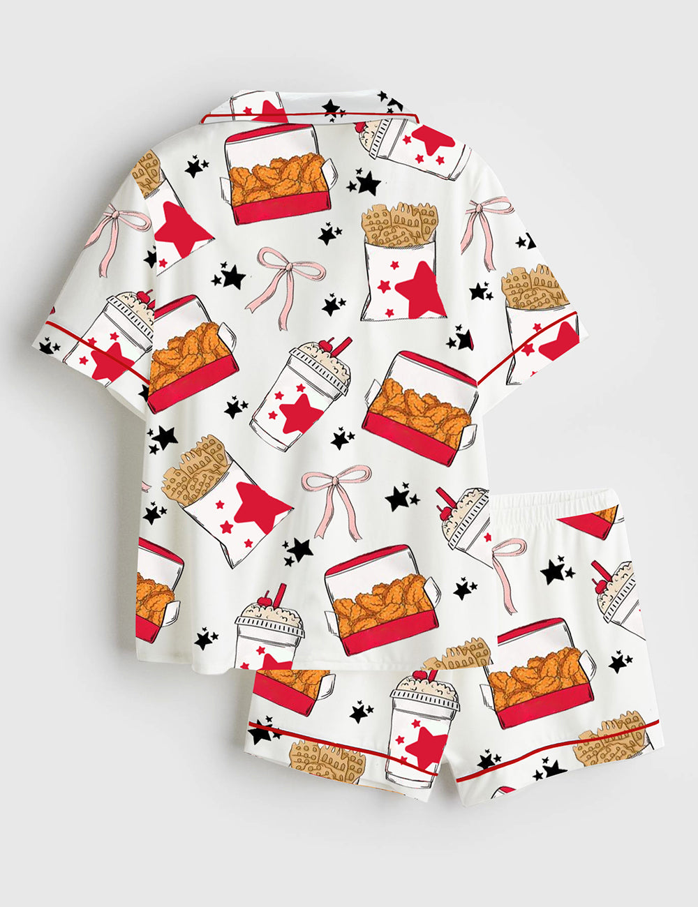 Coquette Chicken Nuggets Short Sleeve Satin Pajama Set