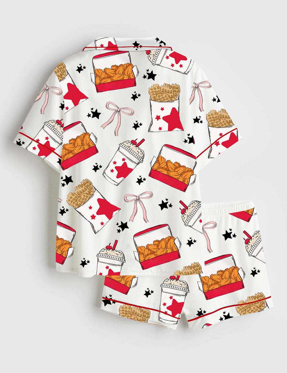 Coquette Chicken Nuggets Short Sleeve Satin Pajama Set