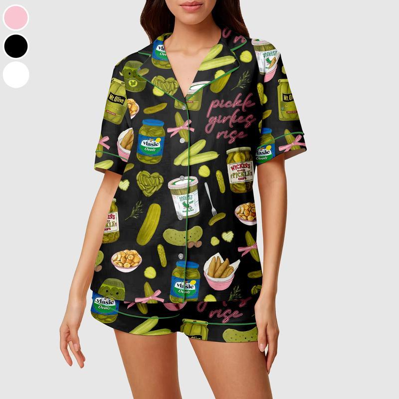 Pickles Print Satin Pajama Set