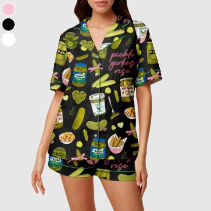 Pickles Print Satin Pajama Set