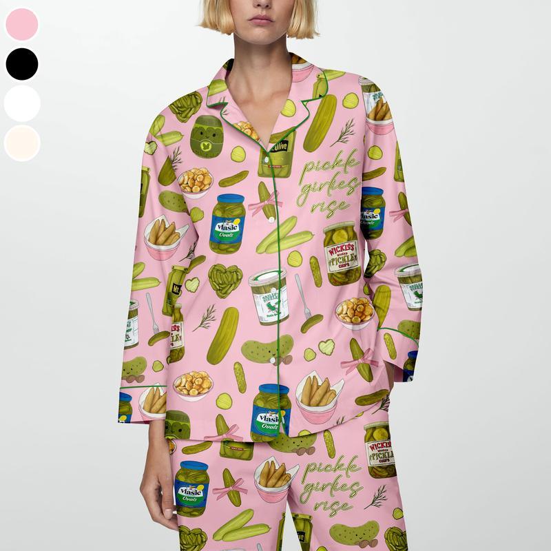 Pickles Print Satin Pajama Set
