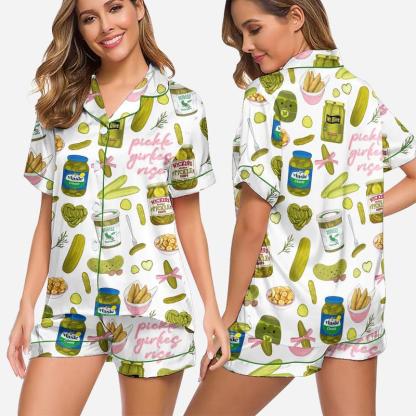 Pickles Print Satin Pajama Set