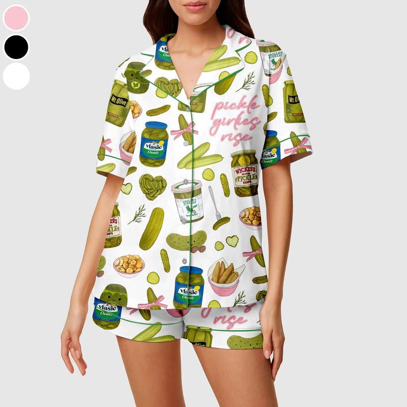 Pickles Print Satin Pajama Set