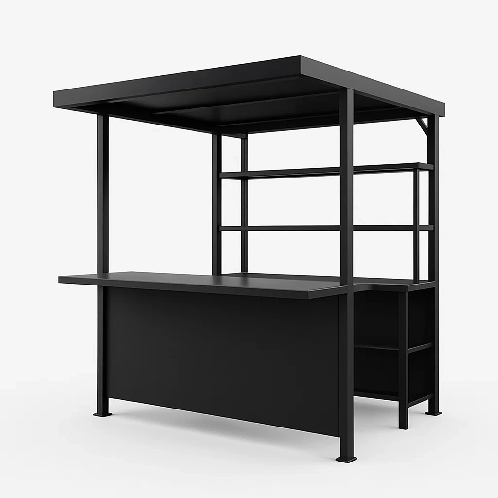 Chiosco bar in Metallo Nero con Ripiani Integrati