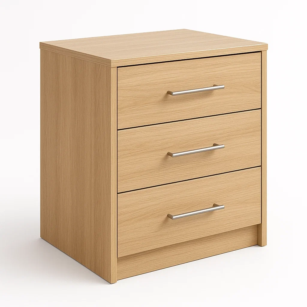 Comò a cassetti in Legno Quercia Chiaro con 3 Cassetti