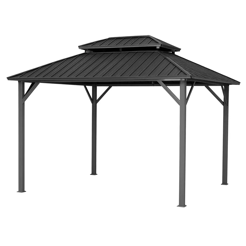 Gazebo in Alluminio e Acciaio Grigio da Giardino