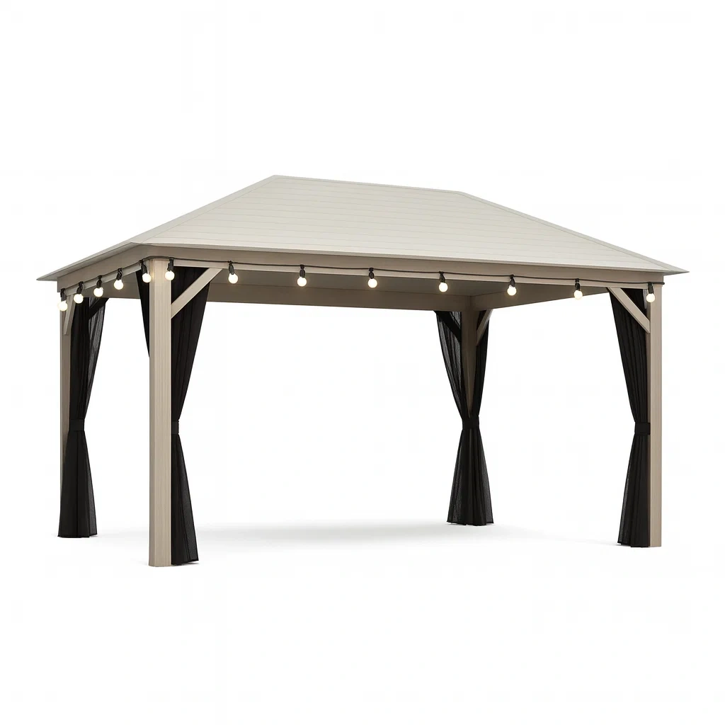 Gazebo in Alluminio e Poliestere Beige e Nero da Giardino