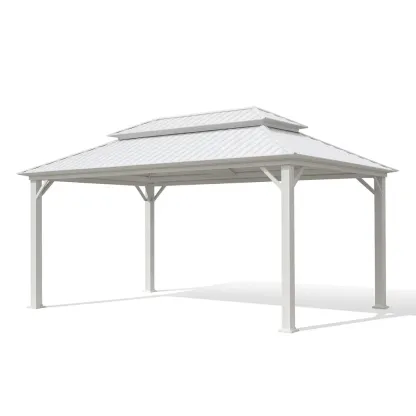 Gazebo in Alluminio con Tetto in Acciaio Bianco da Giardino