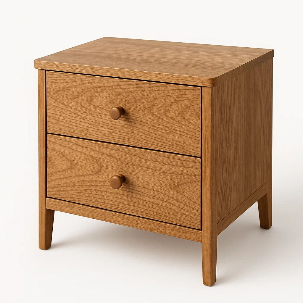 Comodino in Legno Rovere con 2 Cassetti 40×30×50 cm