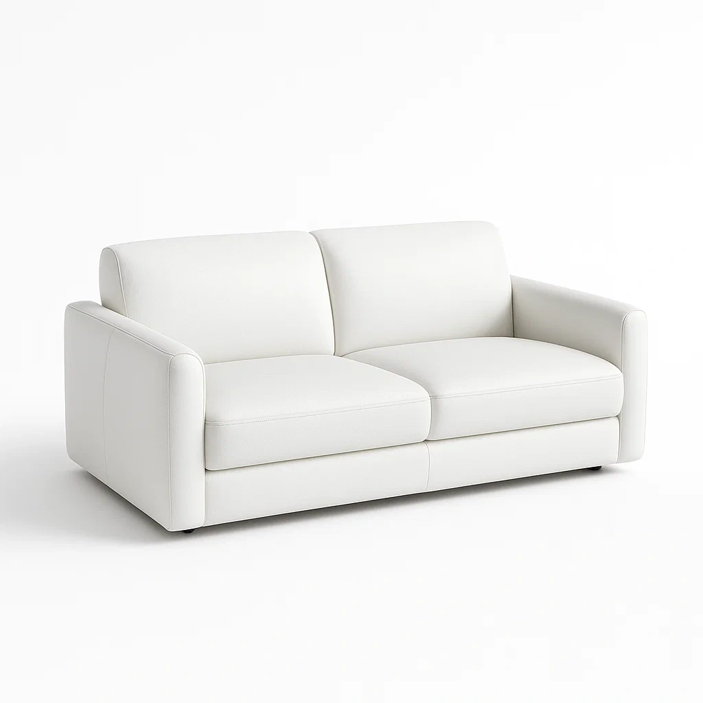 Divano a 2 Posti in Pelle Bianca 190×95×85 cm