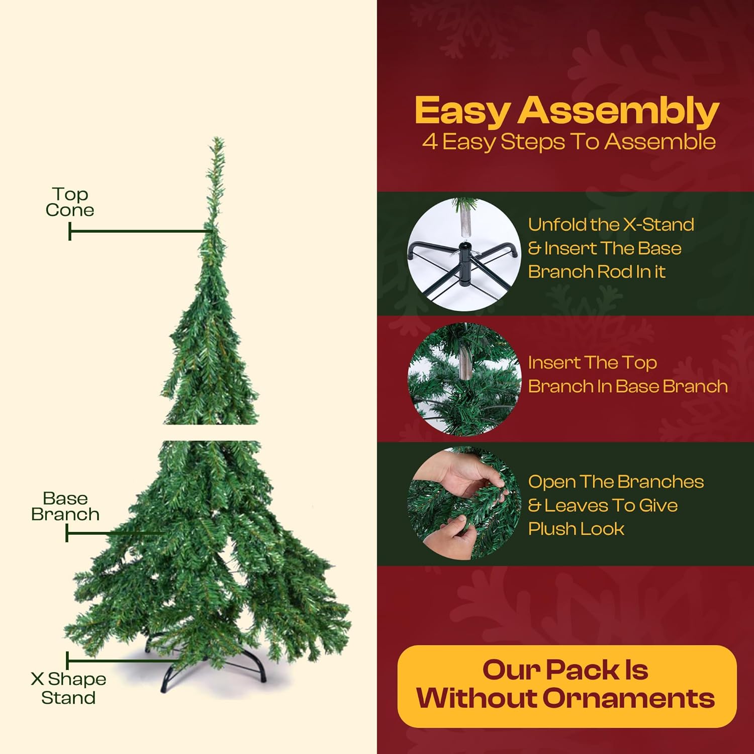 KLASS 4ft Christmas Tree 400 Tips Lush Xmas Tree, Premium PVC Realistic Artificial Christmas Tree With Metal Stand, Green Christmas Trees in 4 ft, 5ft, 6ft & 7ft Sizes Perfect Christmas Decoration