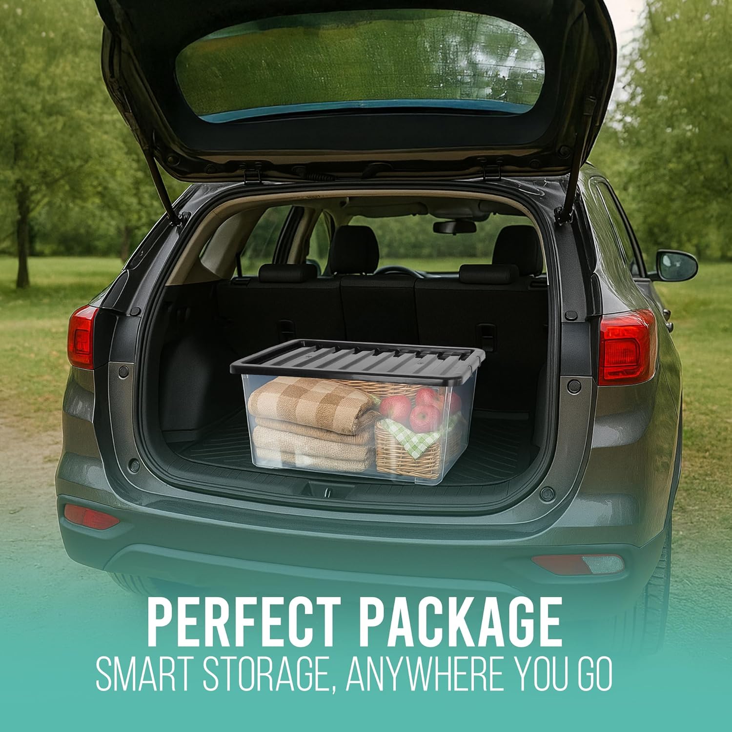 KLASS 3 x 50 Litre Storage Boxes with Lids Set of 3, Clear Multipurpose Nestable Stackable Plastic Storage Box With Lid 50L Clear Containers For Home, Kitchen, Garage, Office, Accessories