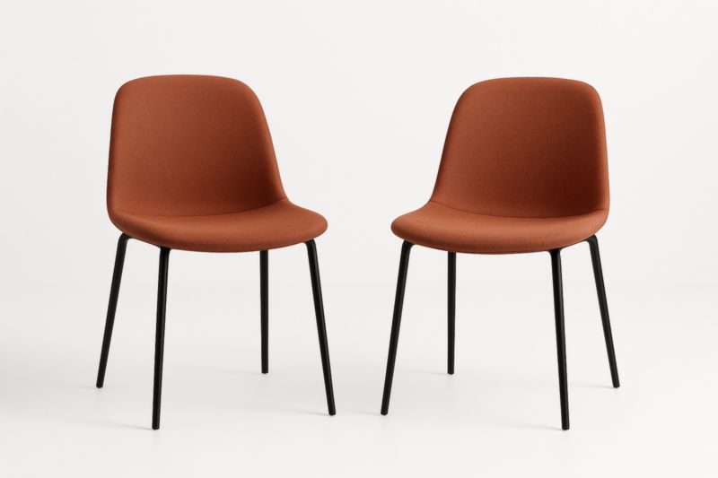 Chaises en Tissu Rouge avec Pieds en Métal Noir, Lot de 2