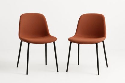 Chaises en Tissu Rouge avec Pieds en Métal Noir, Lot de 2