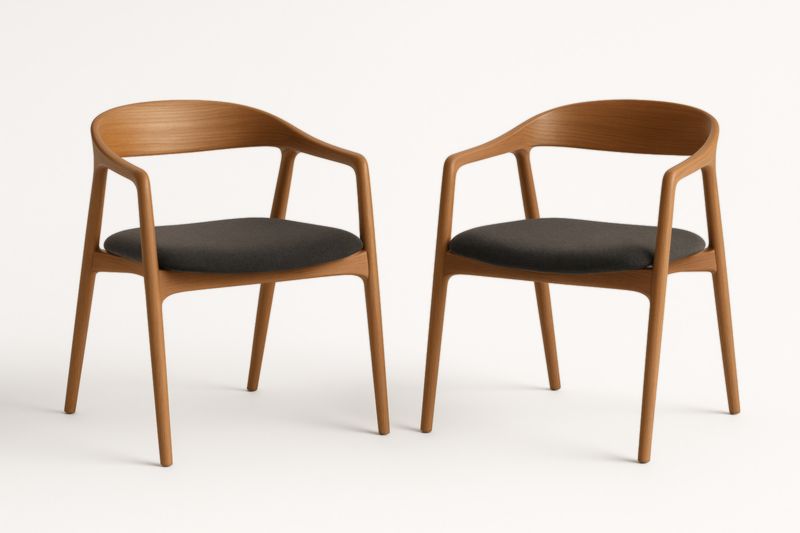 Ensemble de 2 chaises en bois avec assise en tissu noir