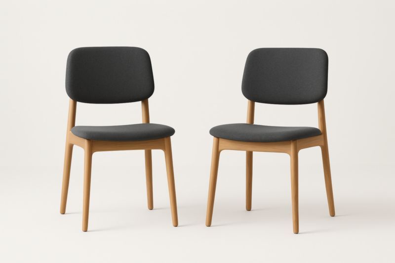 Chaises en bois et tissu lot de 2 Chêne Noir