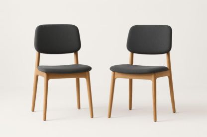 Chaises en bois et tissu lot de 2 Chêne Noir