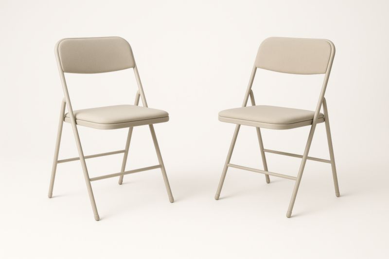 Chaises Pliantes en Acier et Tissu Beige (Lot de 2)