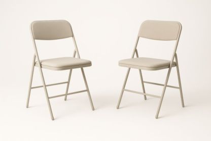 Chaises Pliantes en Acier et Tissu Beige (Lot de 2)