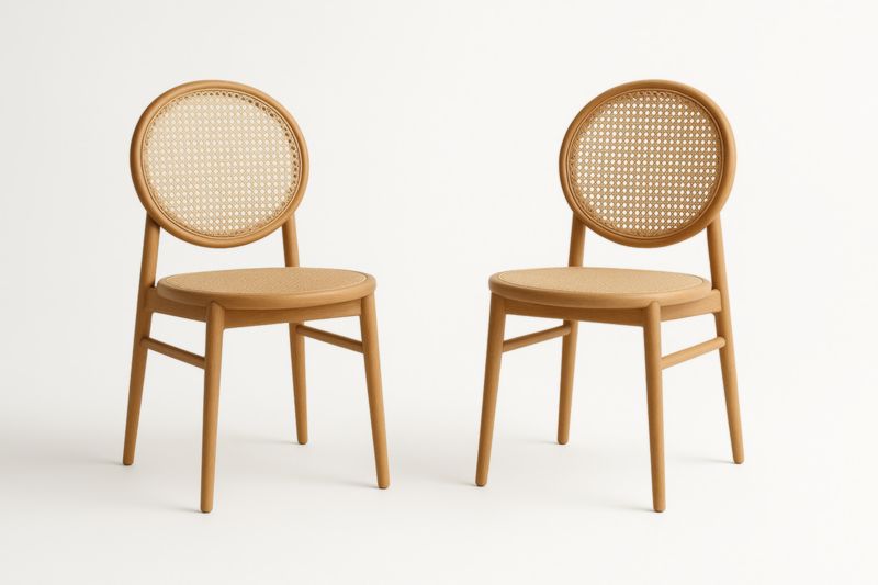 Chaises en bois et rotin lot de 2