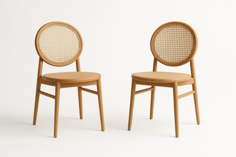 Chaises en bois et rotin lot de 2