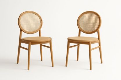 Chaises en bois et rotin lot de 2