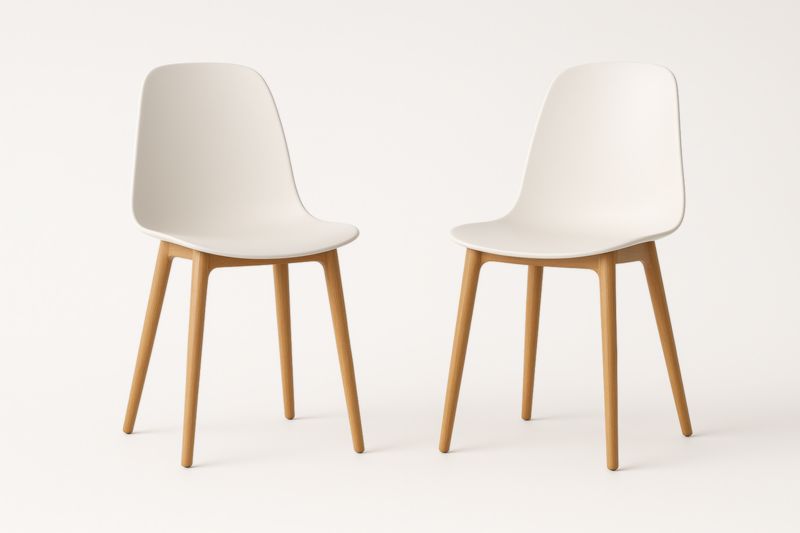 Lot de 2 chaises en bois et PP blanc 45x50x85cm