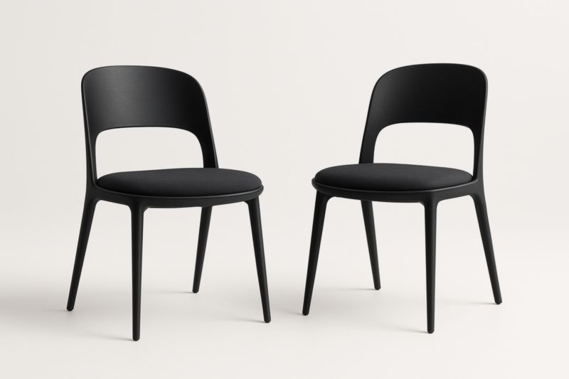 Chaise Polypropylène avec Siège en Tissu Noir