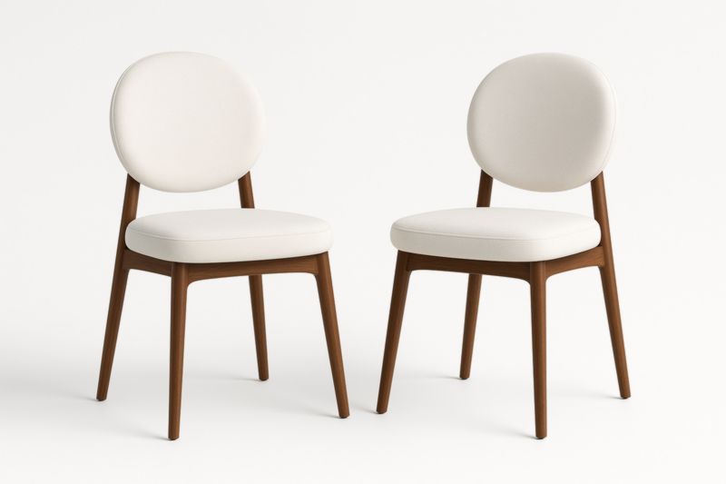 Chaises en bois avec assise en polyester blanc