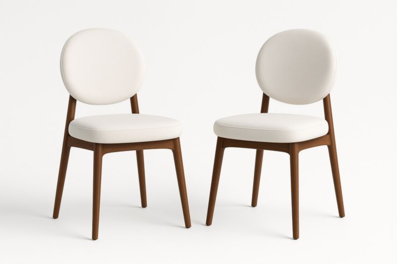 Chaises en bois avec assise en polyester blanc