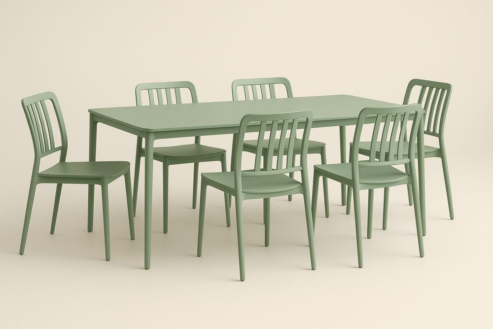 Ensemble table et chaises en polypropylène vert