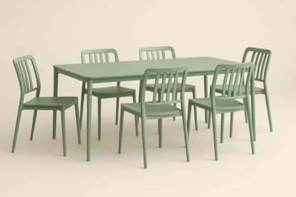 Ensemble table et chaises en polypropylène vert
