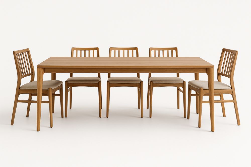 Ensemble de Salle à Manger en bois massif avec Table et 5 Chaises