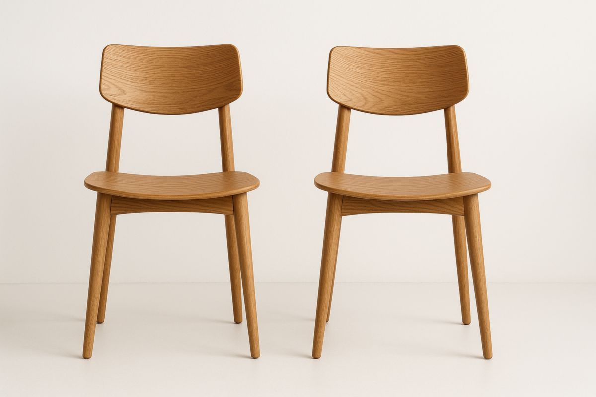 Lot de 2 Chaises en Bois de Chêne Massif Naturel