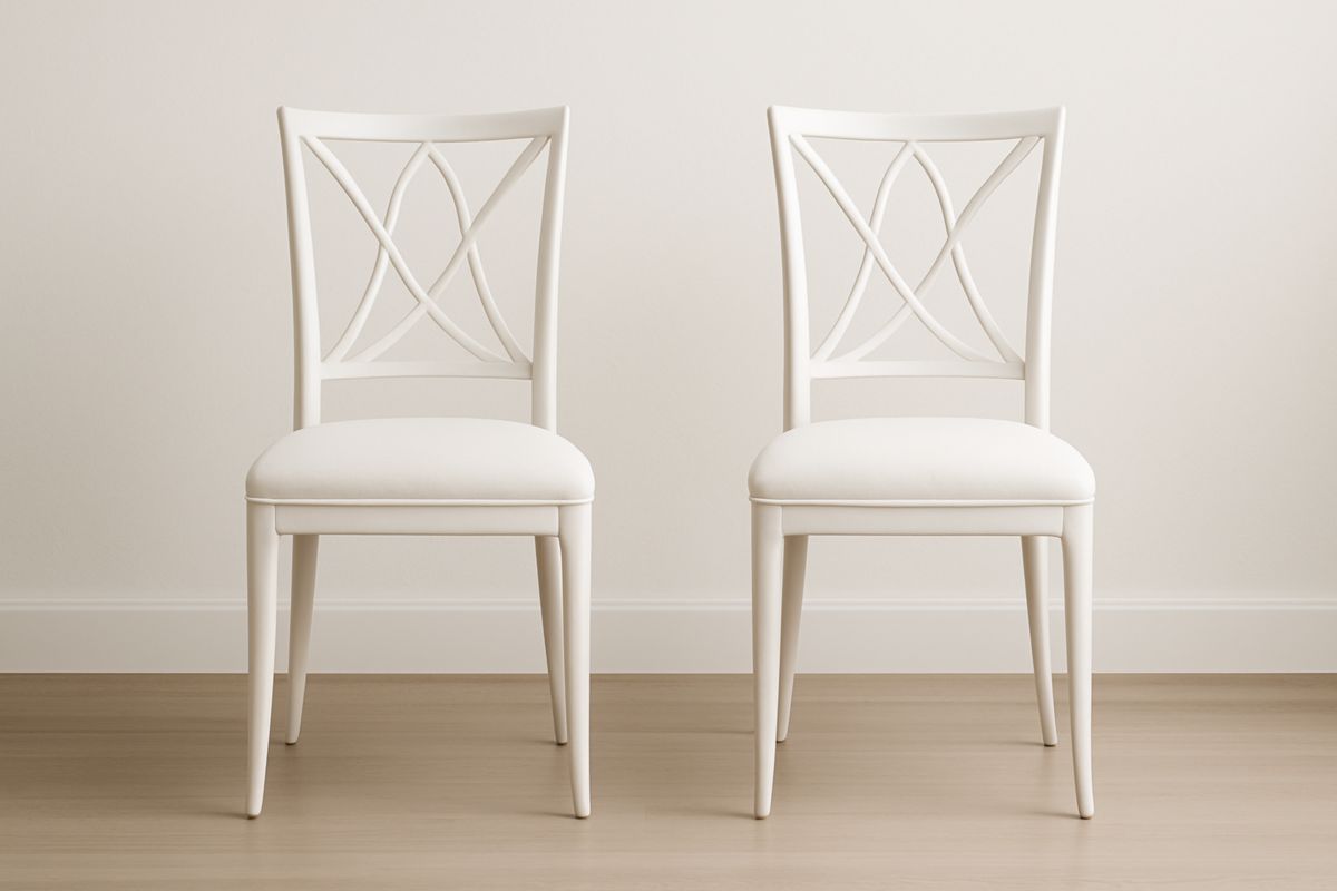 Chaises de Salle à Manger en Bois avec Rembourrage en Mousse Blanc
