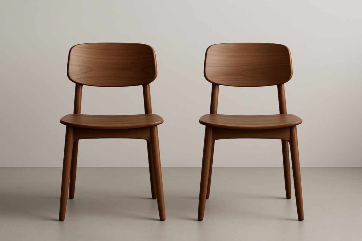 Chaises en Bois de Noyer Marron Ensemble de 2