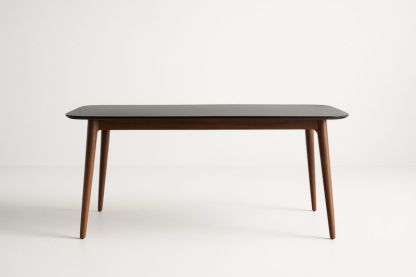 Tavolo rettangolare in legno e piano in vetro temperato nero 200x90x75 cm