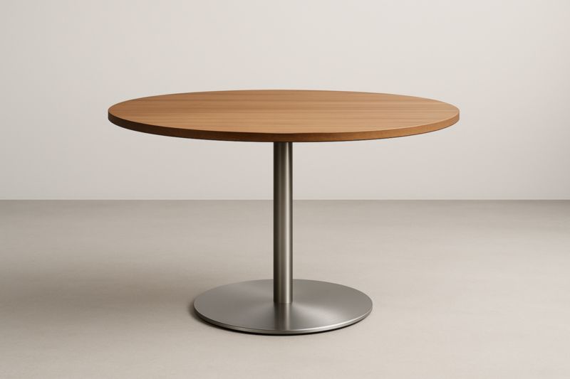 Tavolo rotondo in legno e acciaio