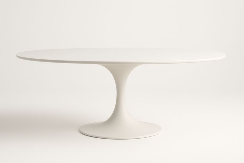 Tavolo Ovale in MDF e Alluminio Bianco