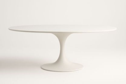 Tavolo Ovale in MDF e Alluminio Bianco